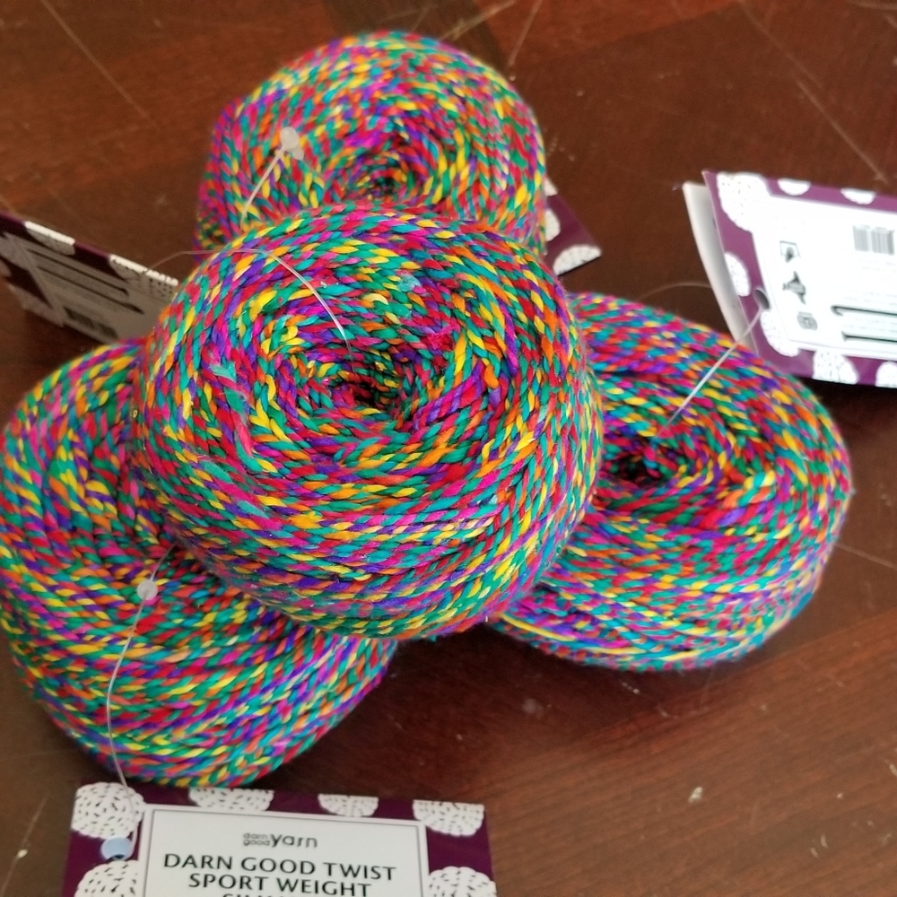 4 Cakes of Darn Good Yarn Twisting Rainbows - Recycled Silk - Picture 5 of 5